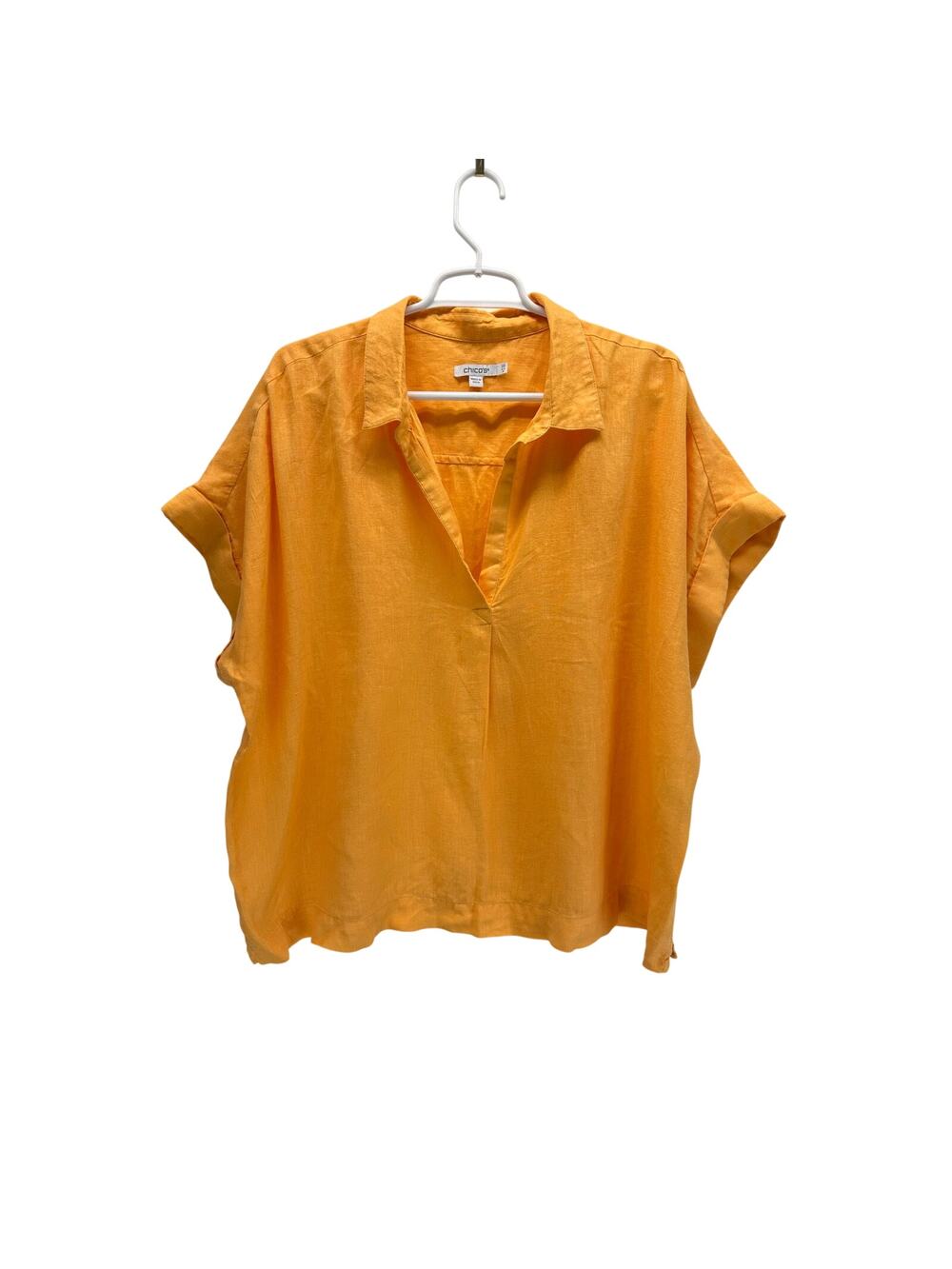 Chico's Women's Orange Linen Sleeveless Lightweight Popover Top 2.5 or 14